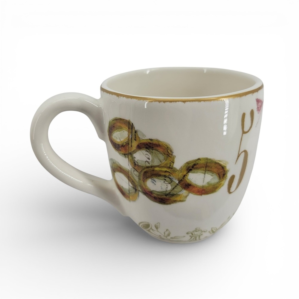 Williams Sonoma 12 Days Christmas Gold Numbers Mug 2012 3 & 5 Coupe - Picture 3 of 5